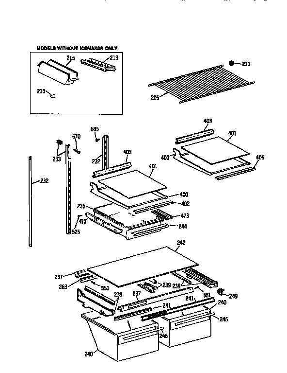 Kenmore 3639751621 shelf diagram