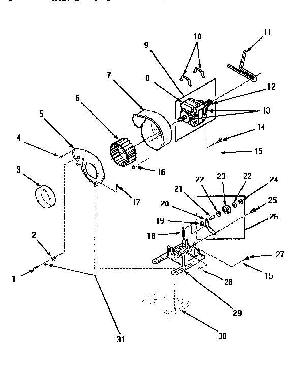 Amana AGM699L2 motor, exhaust fan & belt diagram