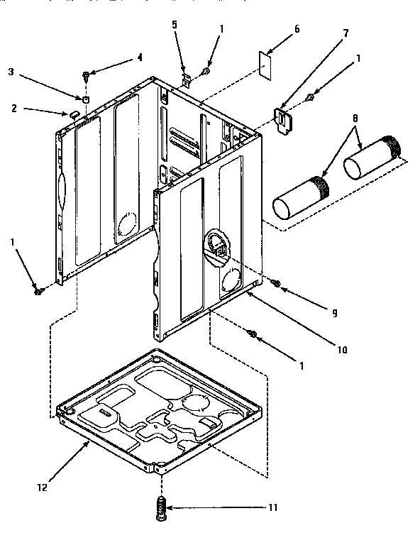 Amana AGM699L2 cabinet, exhaust duct & base diagram