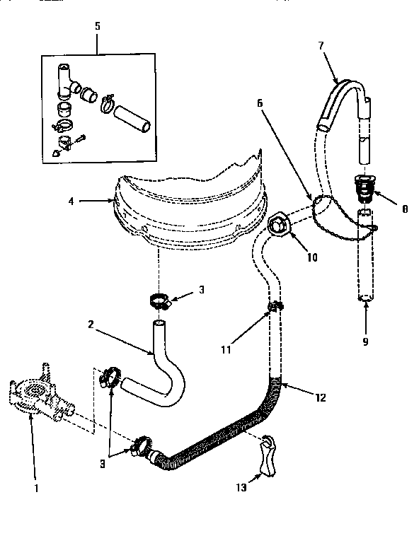 Amana AWM473W2 drain hose & siphon break diagram