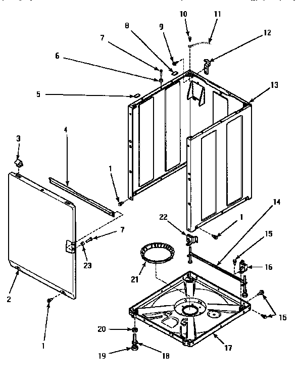 Amana AWM473W2 front panel,base&cabinet asy diagram