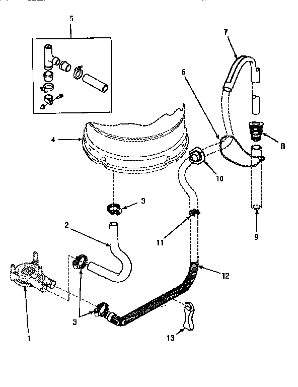 Amana AWM392W2 drain hose & siphon break diagram