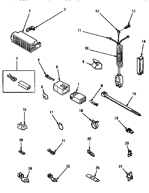 Amana AWM392W2 power cord & terminals diagram