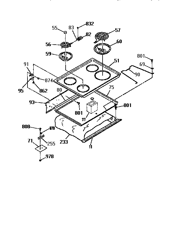 Kenmore 9114524191 main top section diagram