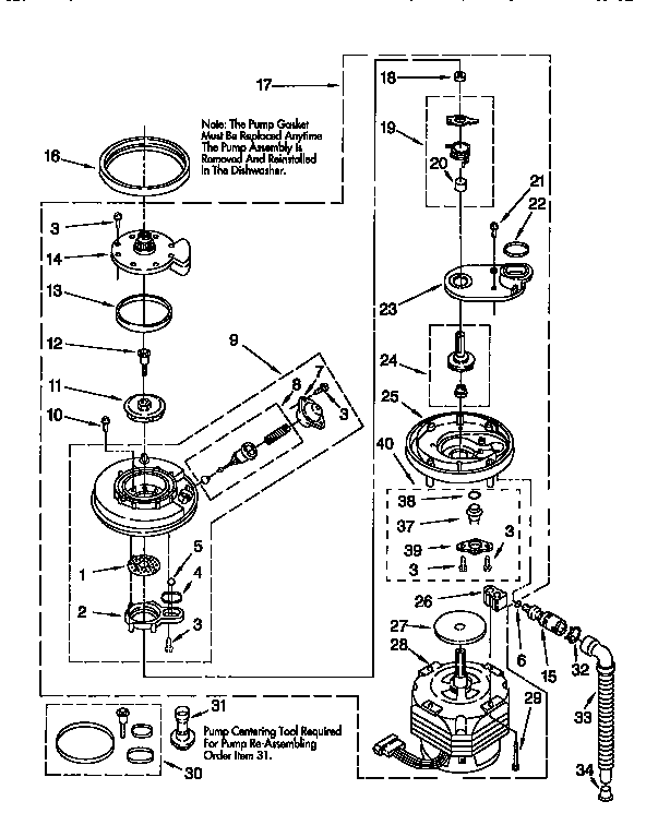 Kenmore 6651674193 pump and motor diagram