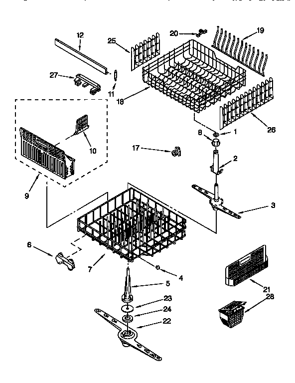 Kenmore 6651674193 dishrack diagram