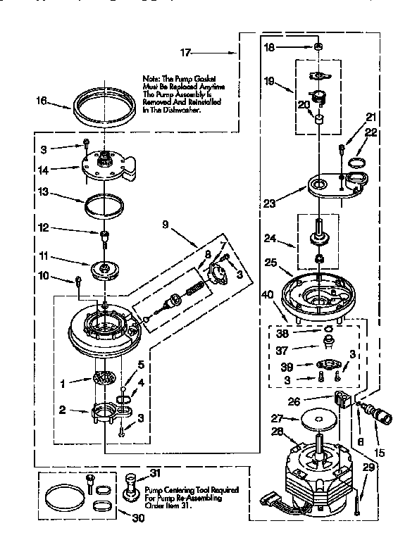 Kenmore 6651765194 pump and motor diagram