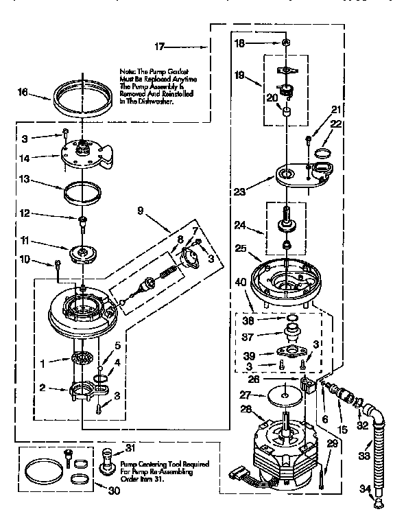 Kenmore 6651574993 pump and motor diagram