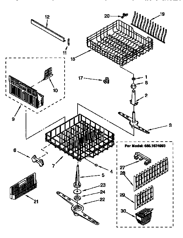 Kenmore 6651574993 dishrack diagram