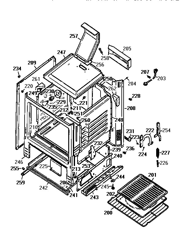 GE JGBC18EV2WW oven body diagram
