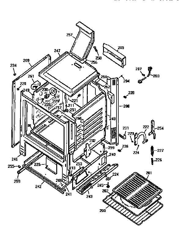 GE JGBS18EV2WW oven body diagram