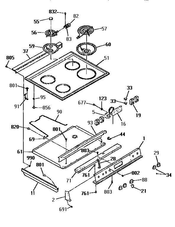 Kenmore 9114624191 main top section diagram