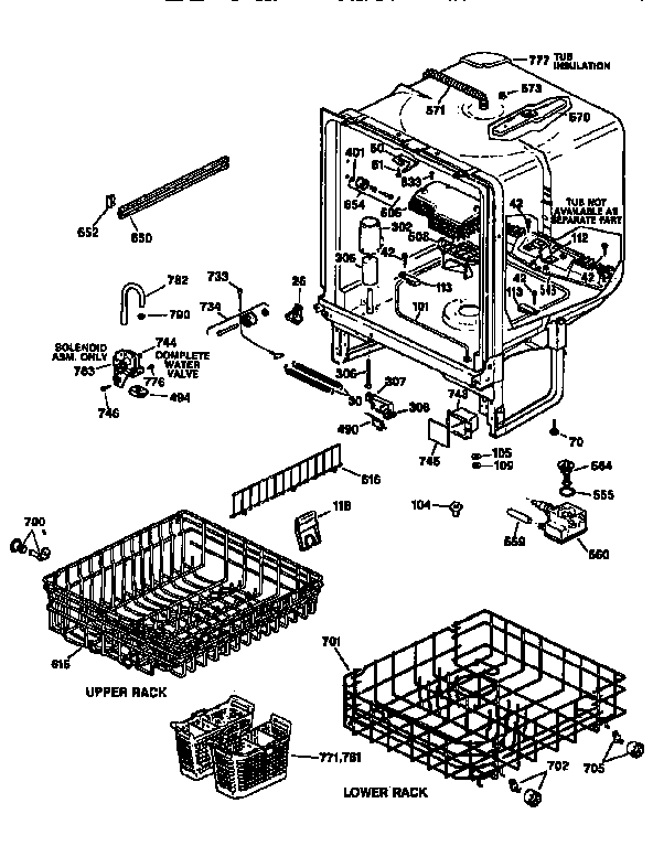 GE GSD1205X66BA tub assembly diagram
