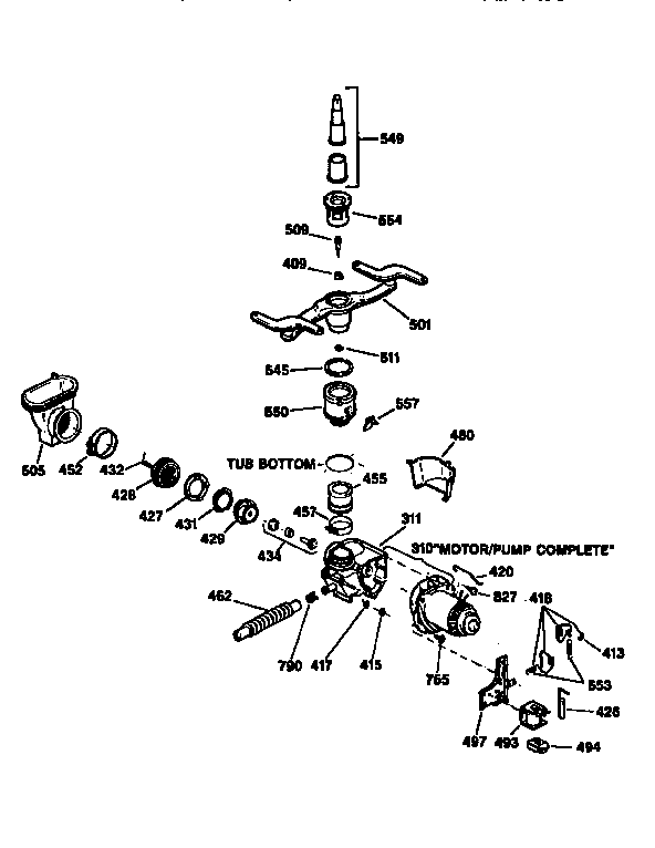 GE GSD1205X66BA motor-pump mechanism diagram