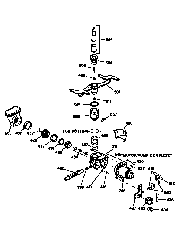 GE GSD1236X66WW motor-pump mechanism diagram