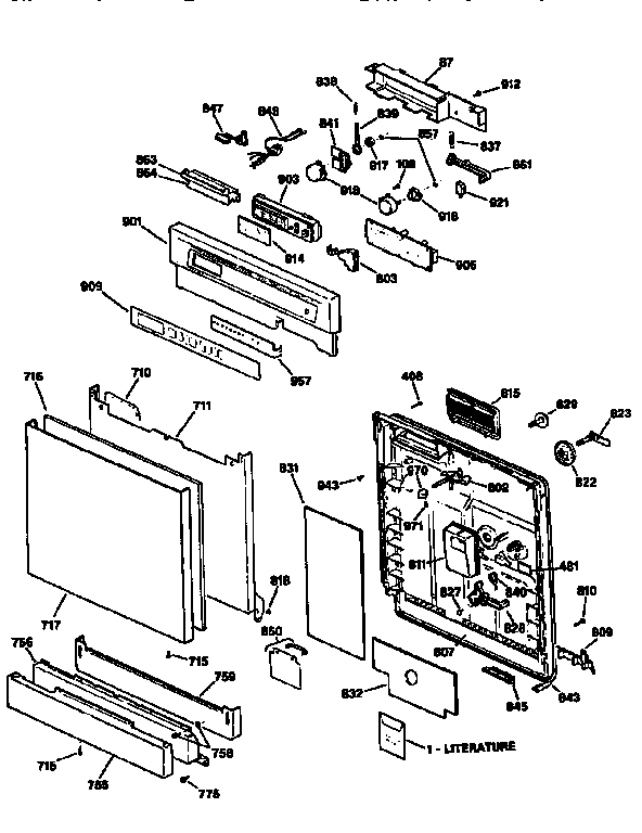 GE GSD4420X66BB control panel diagram