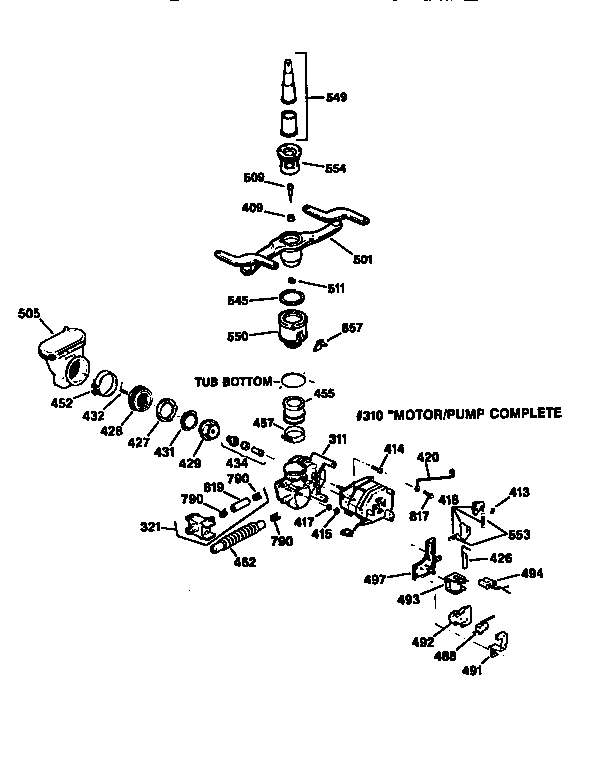 GE GSD4420X66BB motor pump mechanism diagram