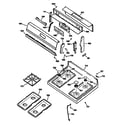 GE JGBP35GEV2BB control panel and cooktop diagram