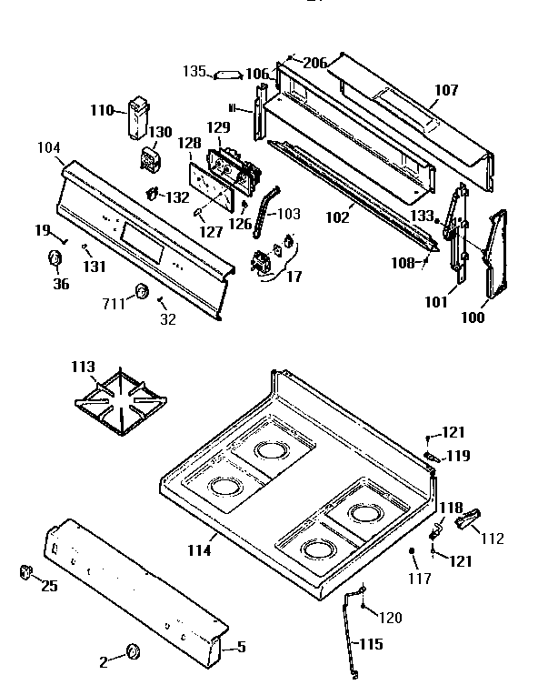 Kenmore 3627326192 cooktop diagram