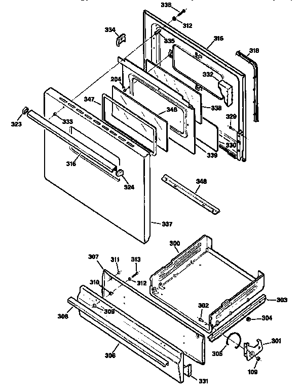 Kenmore 3627165192 door & drawer diagram