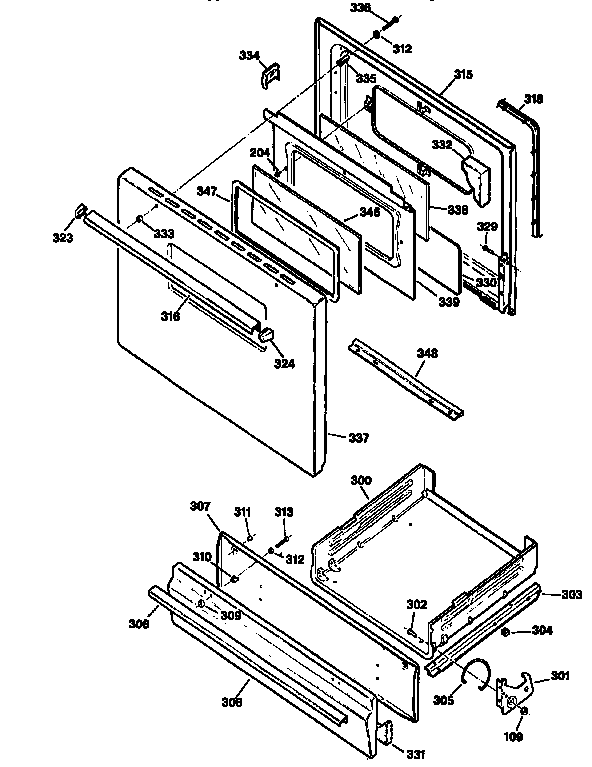 Kenmore 3627516891 door and drawer diagram