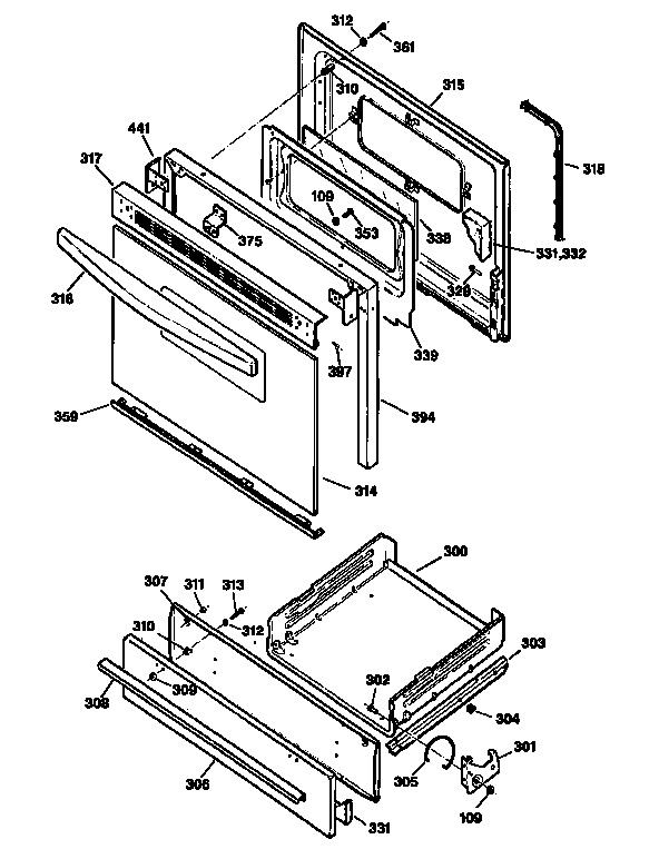 Kenmore 3627526191 door and drawer diagram