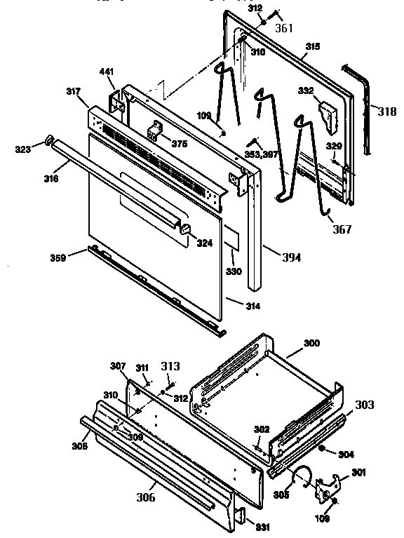 Kenmore 3626125892 door and drawer diagram