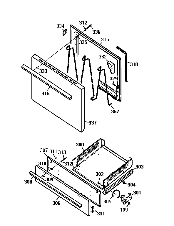 Kenmore 3626101197 door and drawer diagram