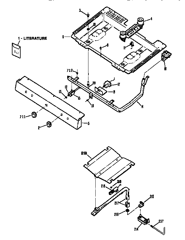 Kenmore 3626111898 gas & burner diagram