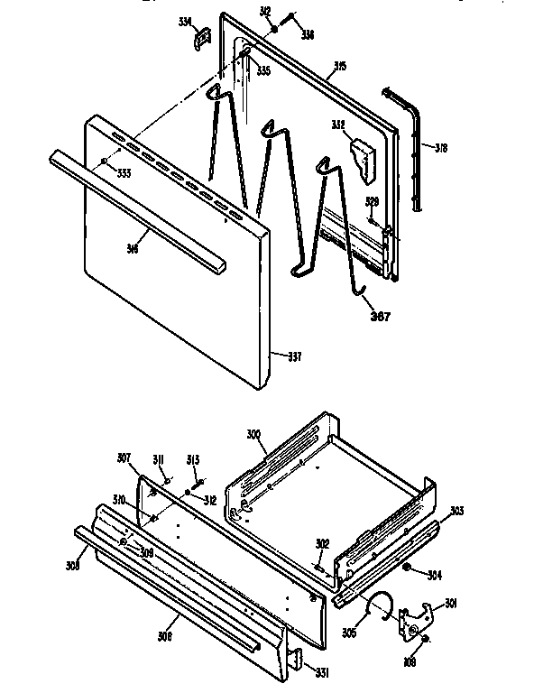 Kenmore 3626111898 door & drawer diagram