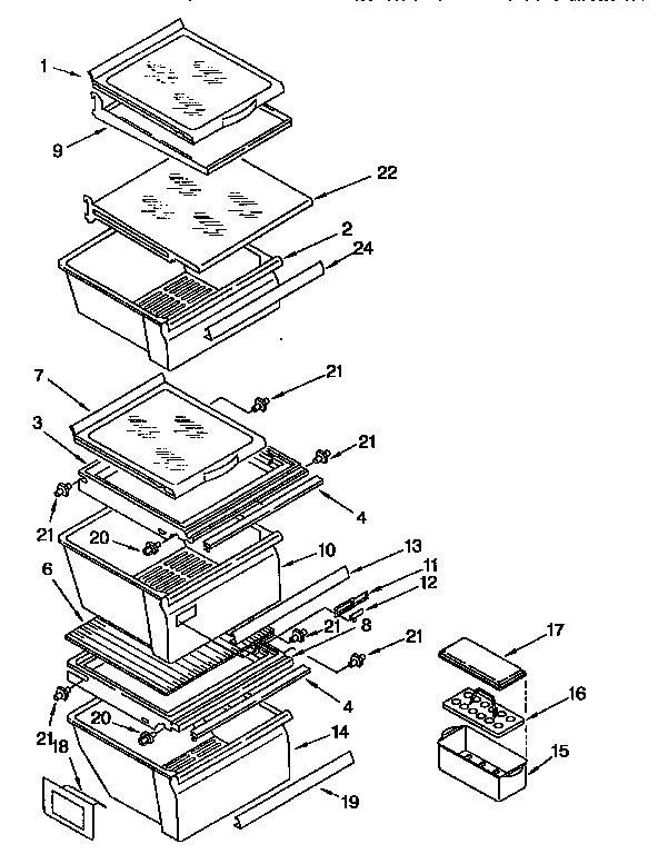 Kenmore 1069555923 refrigerator shelf diagram