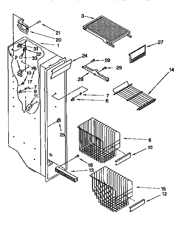 Kenmore 1069555923 freezer liner diagram