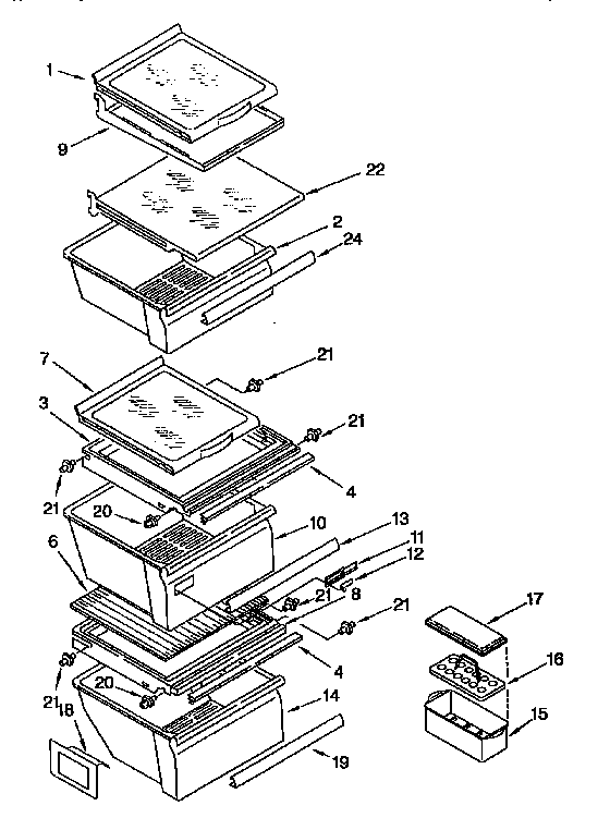Kenmore 1069557953 refrigerator shelves diagram