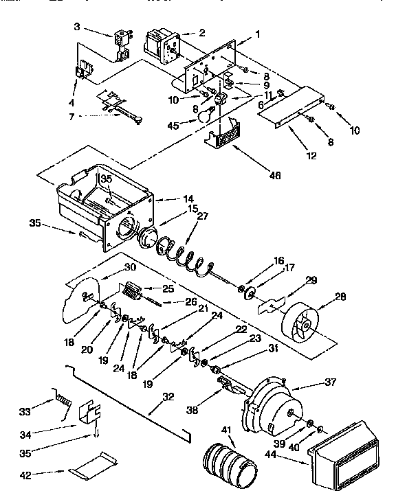 Kenmore 1069557953 motor and ice container diagram