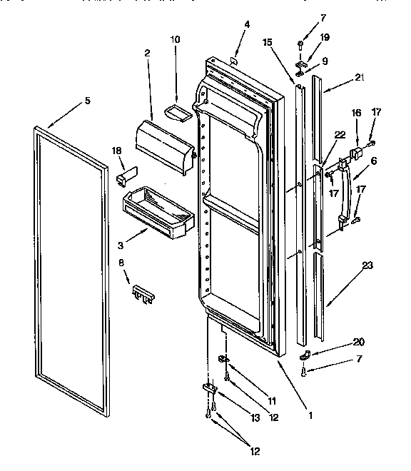 Kenmore 1069557953 refrigerator door diagram