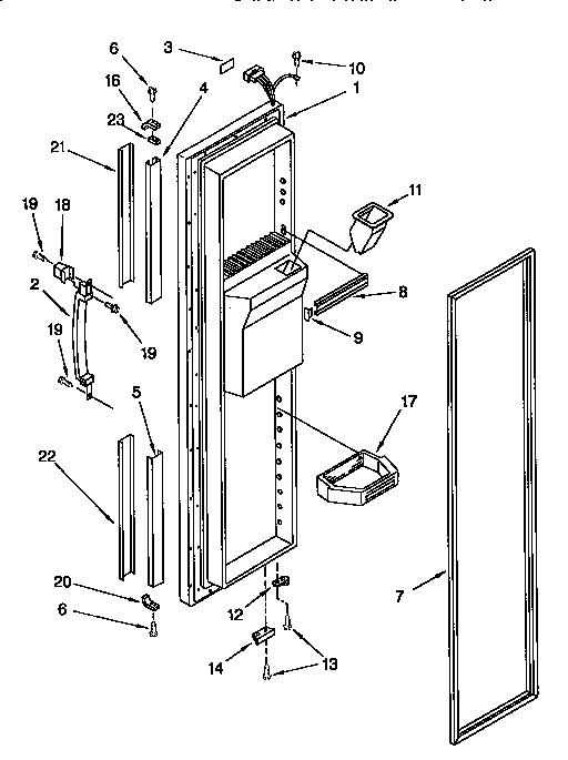 Kenmore 1069557953 freezer door diagram