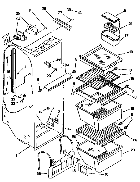 Kenmore 1069555414 refrigerator liner diagram