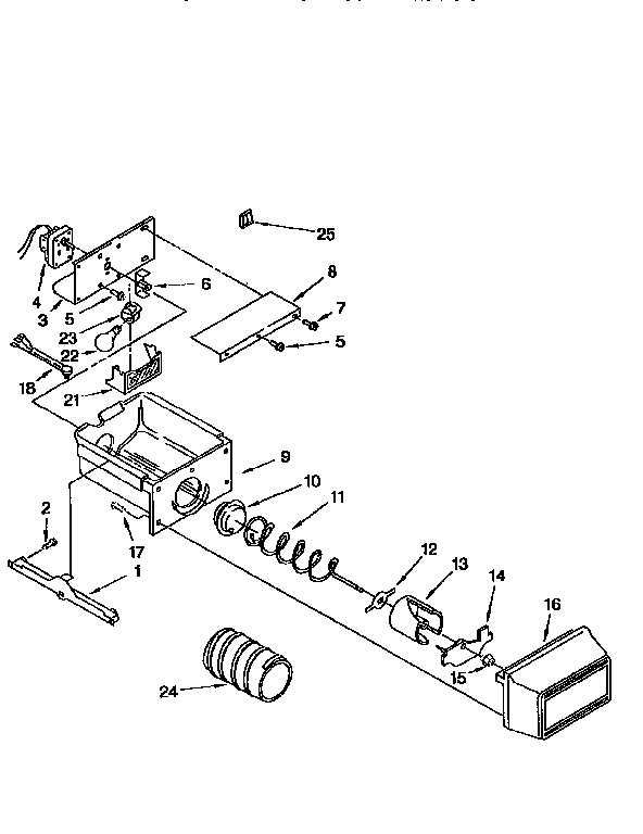 Kenmore 1069555414 motor and ice container diagram