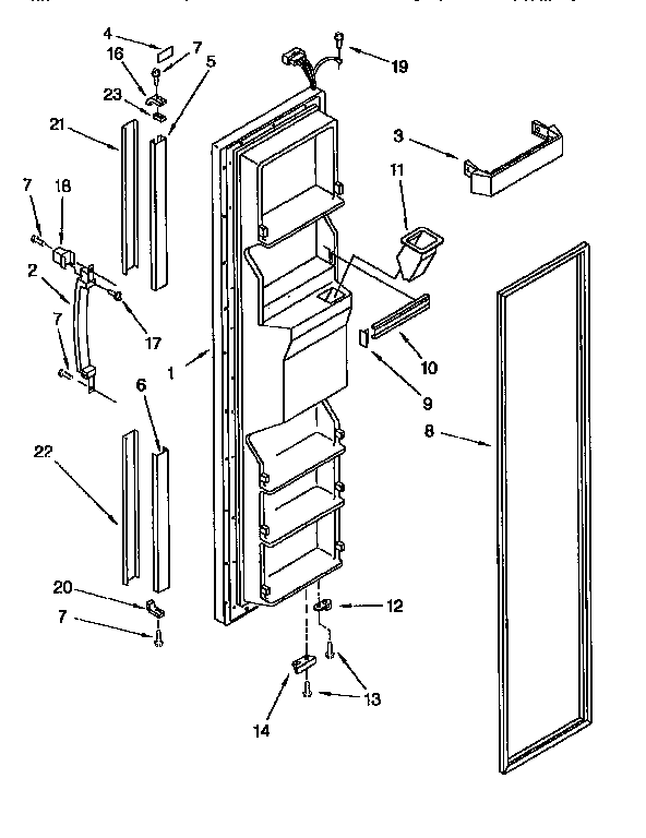Kenmore 1069555414 freezer door diagram