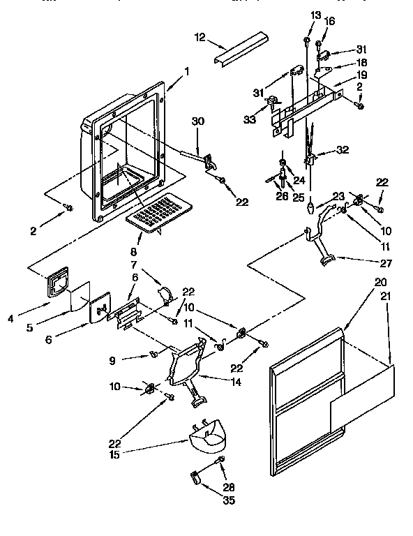 Kenmore 1069555414 dispenser front diagram