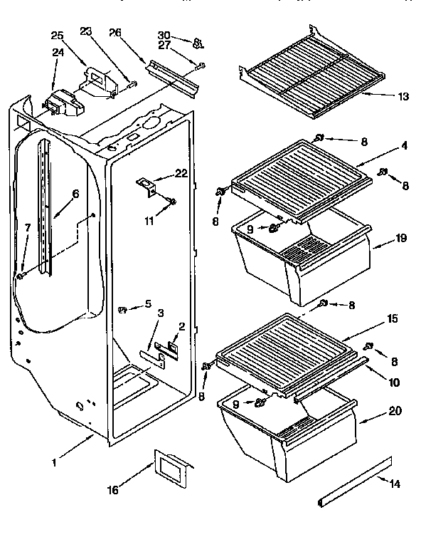 Kenmore 1069550281 refrigerator liner diagram