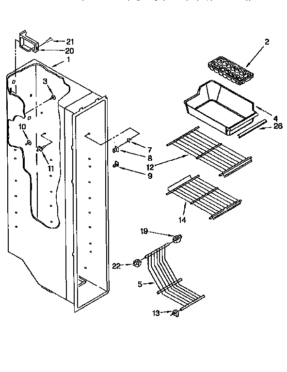Kenmore 1069550281 freezer liner diagram