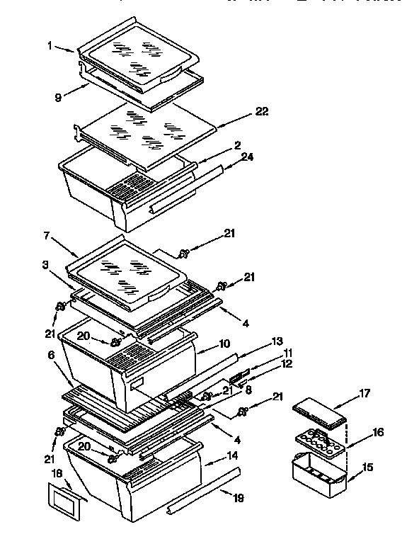 Kenmore 1069552952 refrigerator shelf diagram