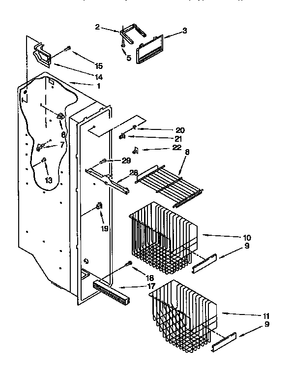 Kenmore 1069552952 freezer liner diagram