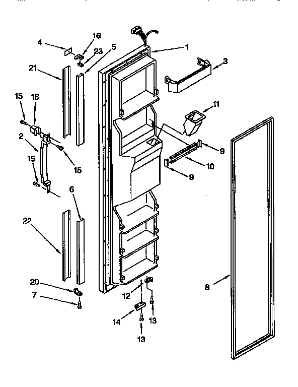 Kenmore 1069552952 freezer door diagram