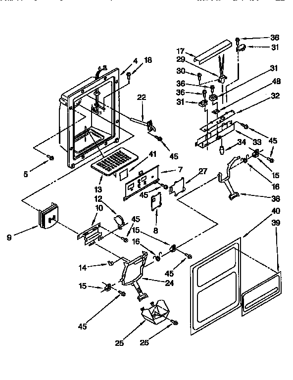 Kenmore 1069552952 dispenser front diagram