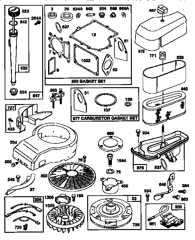 Craftsman 917256511 engine 28n707-0171-01 (71/500) diagram