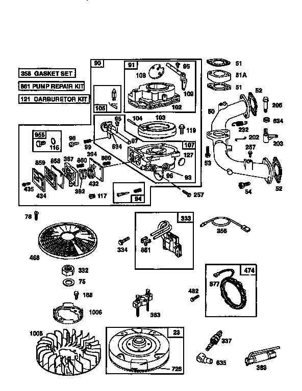 Craftsman 917256370 engine 42a707-1624-01 (71/500) diagram