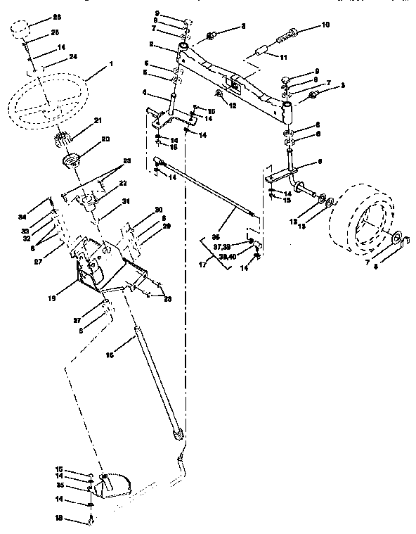 Craftsman 917251490 steering assembly diagram