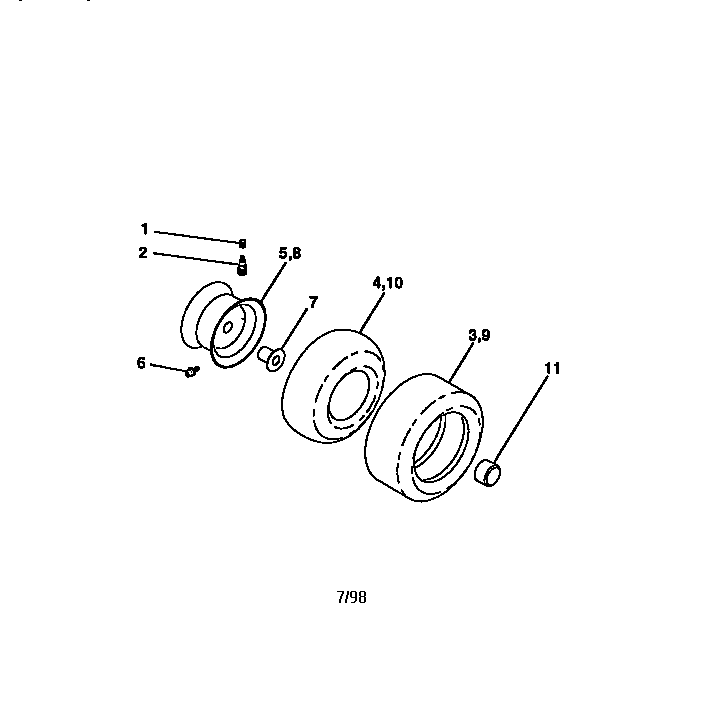 Craftsman 917251480 wheels and tires diagram